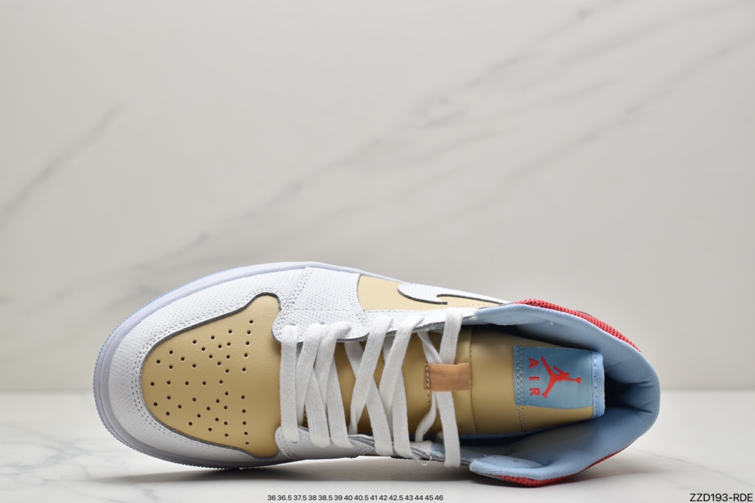 250 Air Jordan 1 Mid“Sesame”冲孔白奶茶鞋CZ0774-200