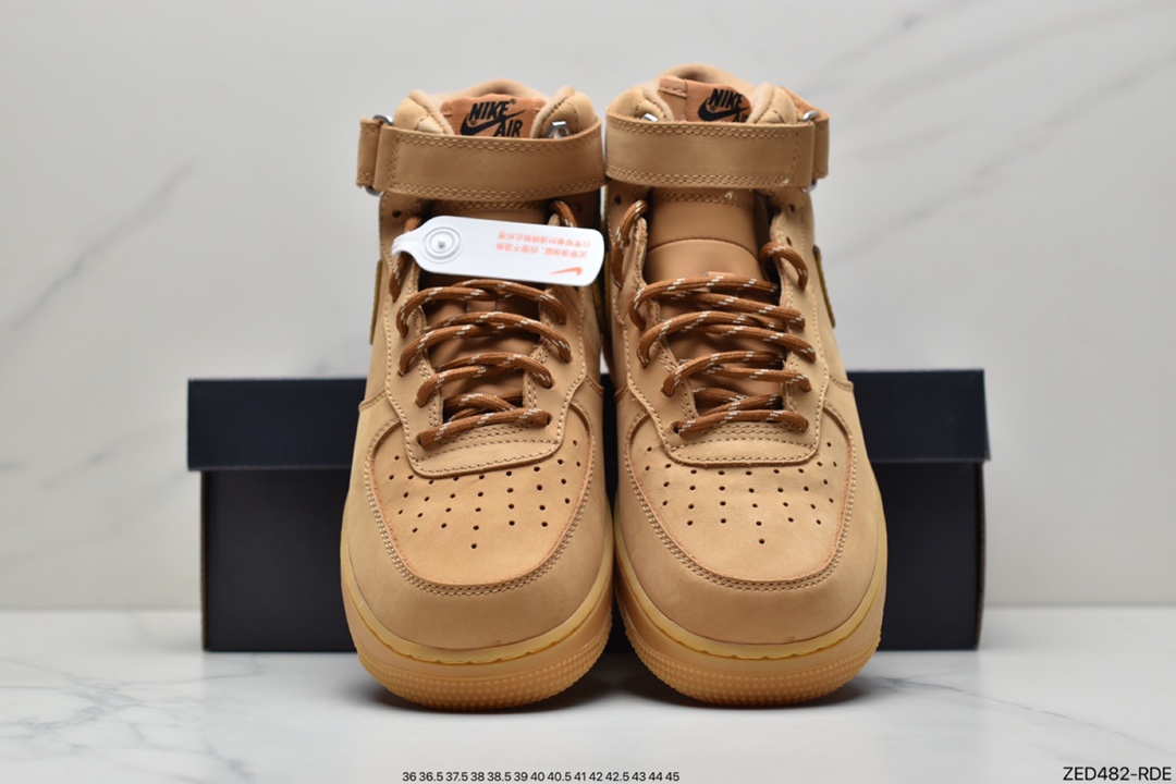 260 Nike Air Force 1 ’07 Mid”Wheat/Flax”空军一号经典中帮百搭休闲运动板鞋“新麦黄棕”DJ9158-200