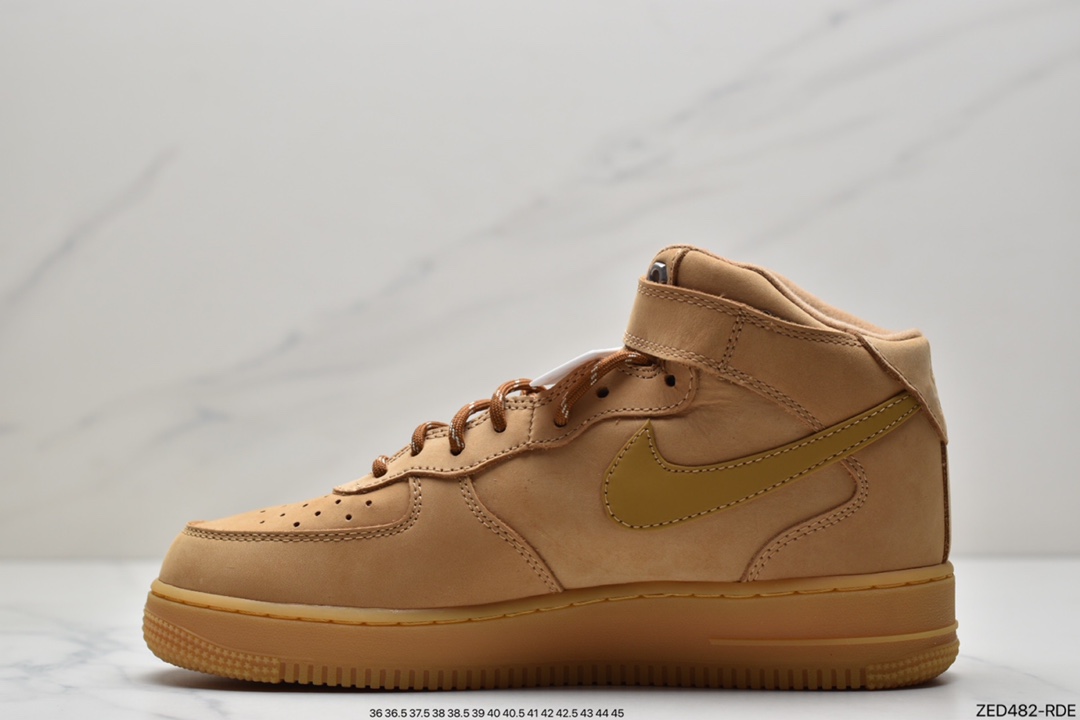260 Nike Air Force 1 ’07 Mid”Wheat/Flax”空军一号经典中帮百搭休闲运动板鞋“新麦黄棕”DJ9158-200