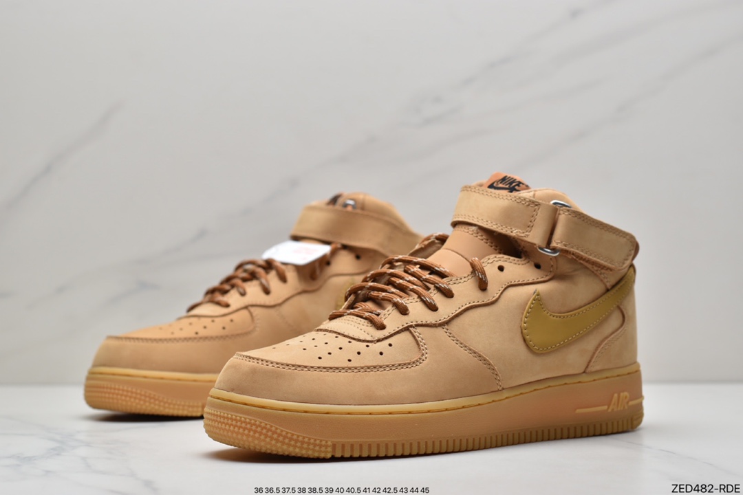 260 Nike Air Force 1 ’07 Mid”Wheat/Flax”空军一号经典中帮百搭休闲运动板鞋“新麦黄棕”DJ9158-200