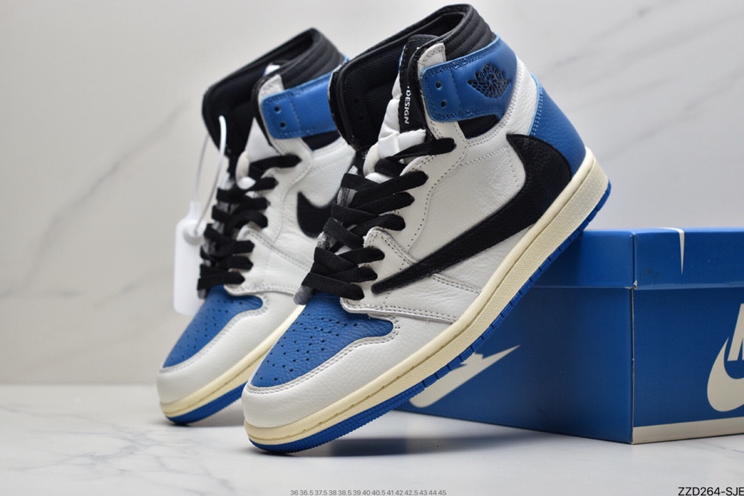 250 Travis Scott x Fragment x Air Jordan 1 Low“Military Blue”闪电倒钩高帮DM7866-140