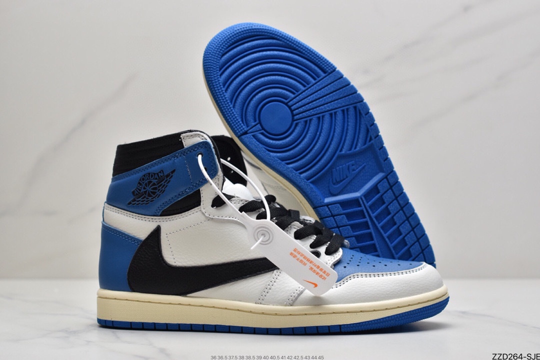 250 Travis Scott x Fragment x Air Jordan 1 Low“Military Blue”闪电倒钩高帮DM7866-140
