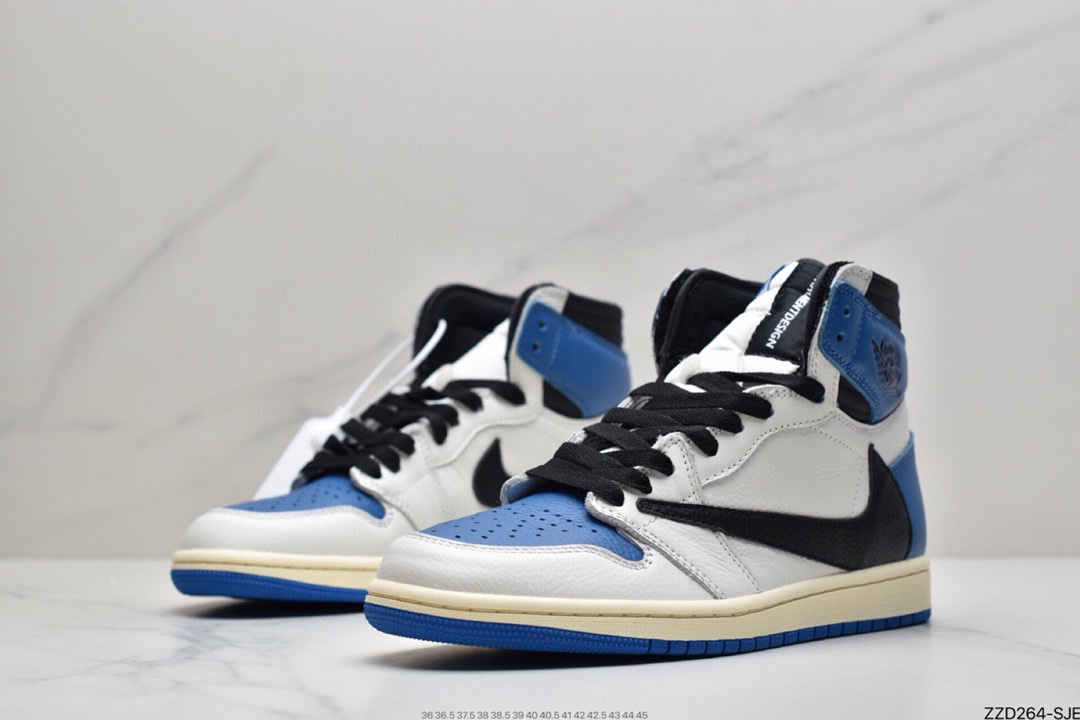 250 Travis Scott x Fragment x Air Jordan 1 Low“Military Blue”闪电倒钩高帮DM7866-140