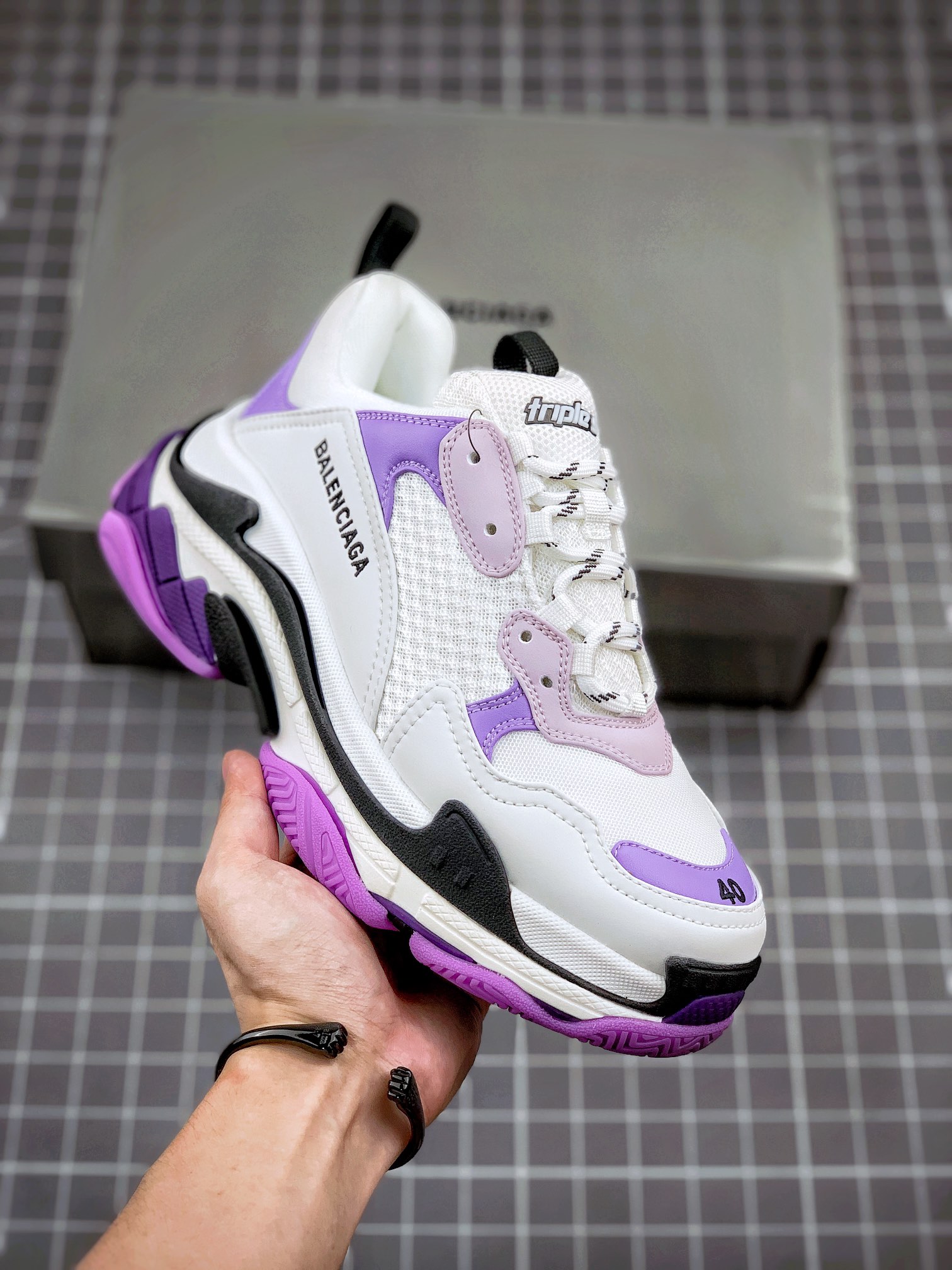 ✈️Balenciaga Triple S blanco rosa morado Balenciaga pura versión original hecha en Italia💯 Fuente correcta b…