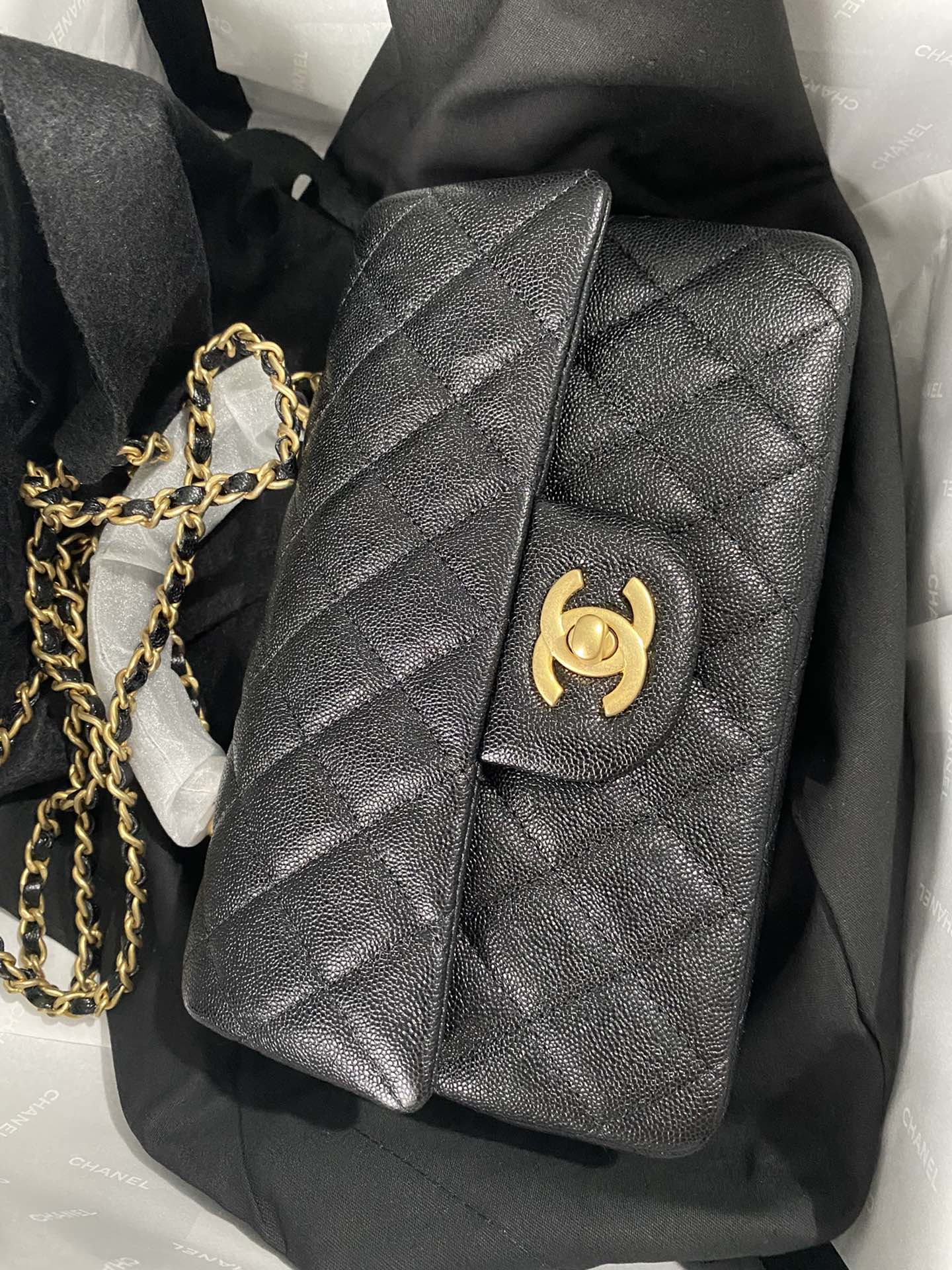 Túi Chanel Mini Coco Bolsa Handle Caviar Preta Bag Black  97Luxury