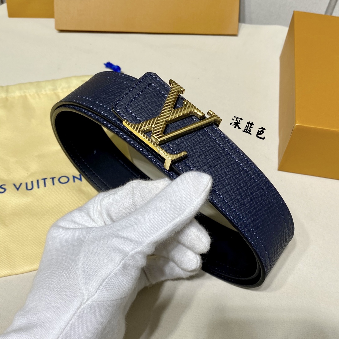 Louis Vuitton Replicas
 Belts 7 Star Collection
 Black Chocolate color Gold Calfskin Cowhide