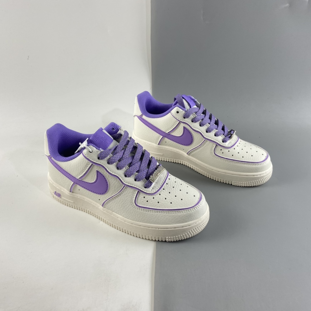 P260  NIKE Air Force 1 ’07 Low 米白紫炫彩“夜魔侠”空军一号低帮运动休闲板鞋 UH8958-055