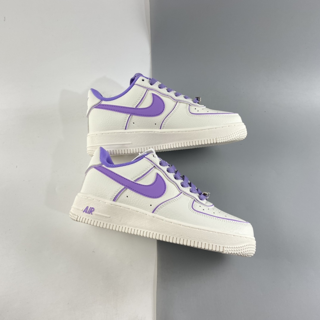 P260  NIKE Air Force 1 ’07 Low 米白紫炫彩“夜魔侠”空军一号低帮运动休闲板鞋 UH8958-055