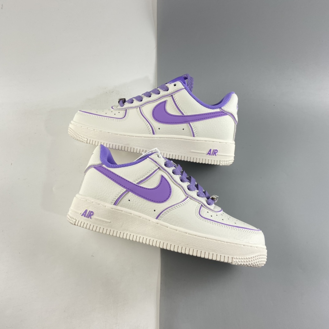 P260  NIKE Air Force 1 ’07 Low 米白紫炫彩“夜魔侠”空军一号低帮运动休闲板鞋 UH8958-055