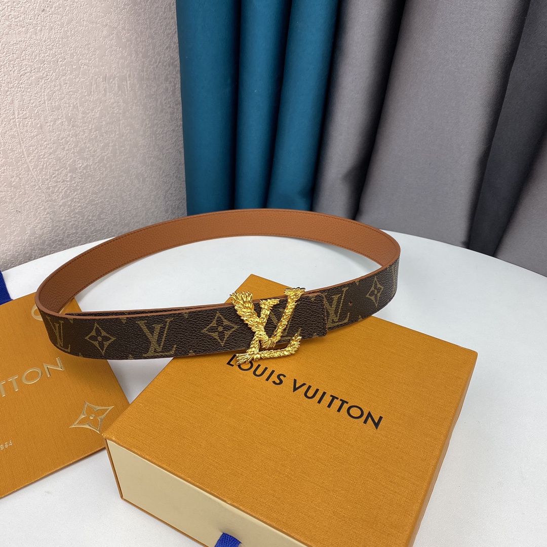 Louis Vuitton Belts Women Calfskin Canvas Cowhide