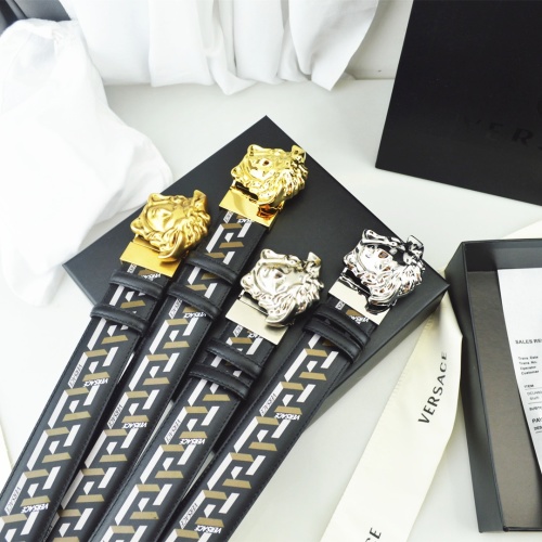 Versace Barocco Print Leather Belt with 3D Medusa Buckle, 4.0cm Width