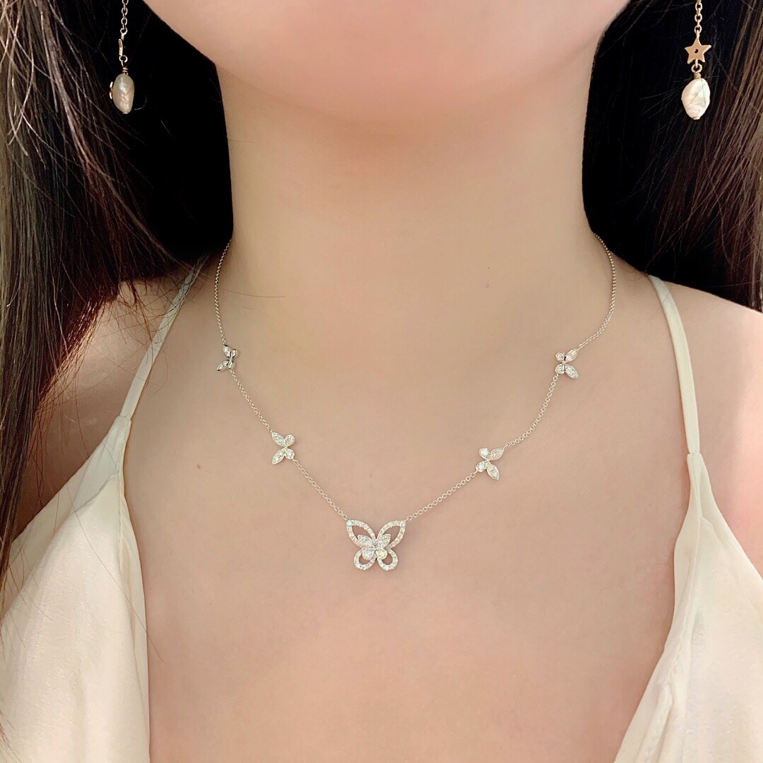 NO:857726,Graf Phantom Multiple Butterfly Necklace Chain adjustable length, Seiko version, Graf necklace, necklace19860909格拉芙幻影多重蝴蝶项链 链子可调节长短,精工版本,格拉芙项链,necklace,Jewelry