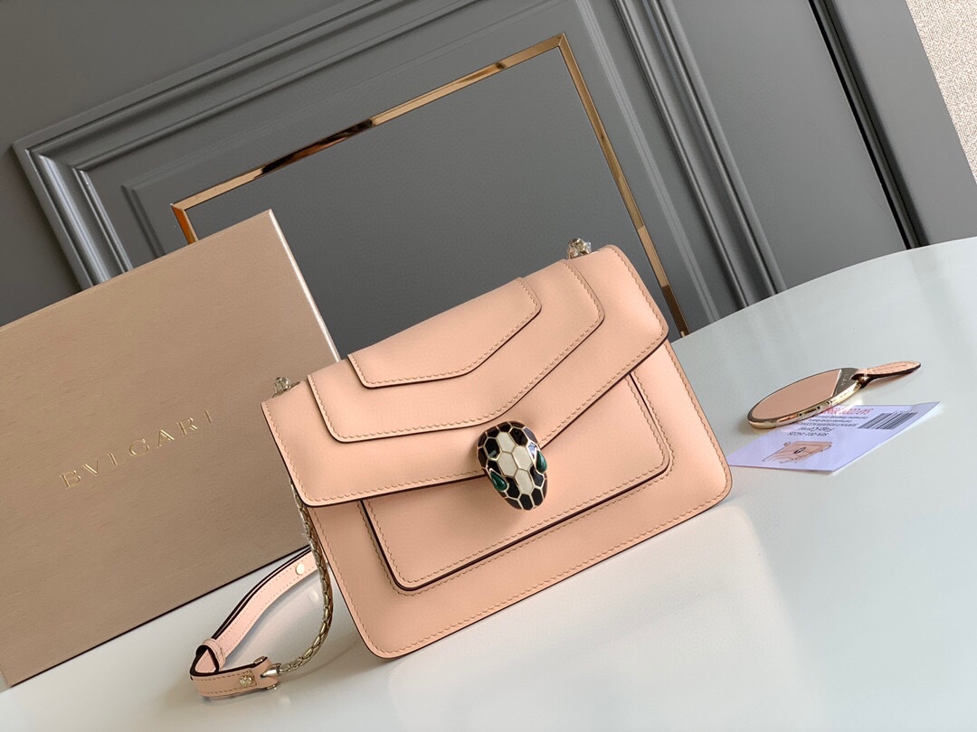 BVLGARI宝格丽意大利小牛皮蛇头双层肩背包289672