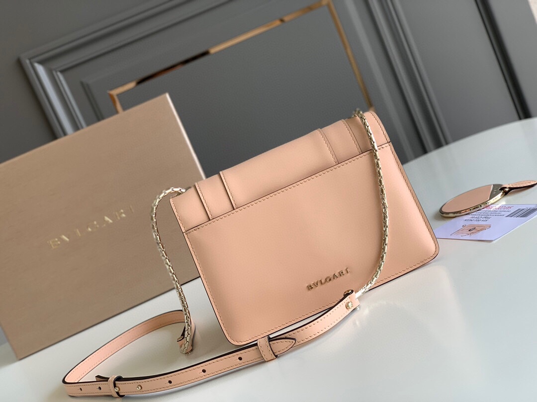 BVLGARI宝格丽意大利小牛皮蛇头双层肩背包289672