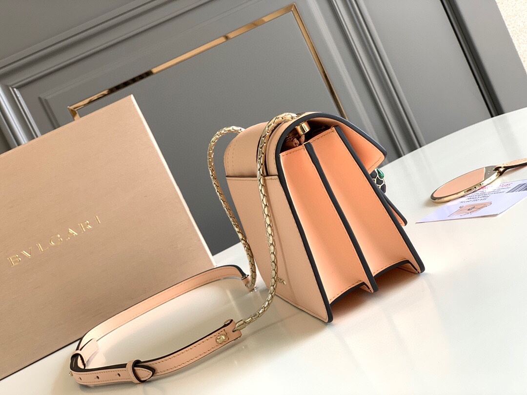 BVLGARI宝格丽意大利小牛皮蛇头双层肩背包289672