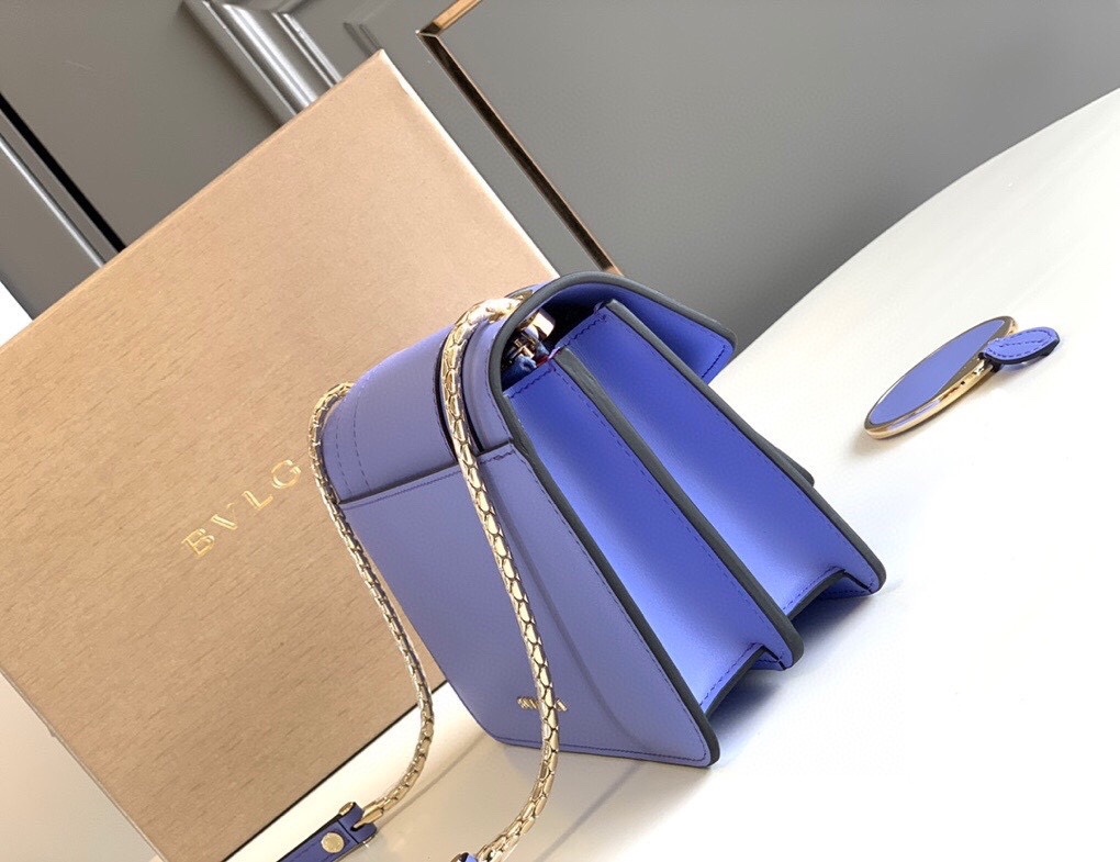 BVLGARI宝格丽意大利小牛皮蛇头双层肩背包289672