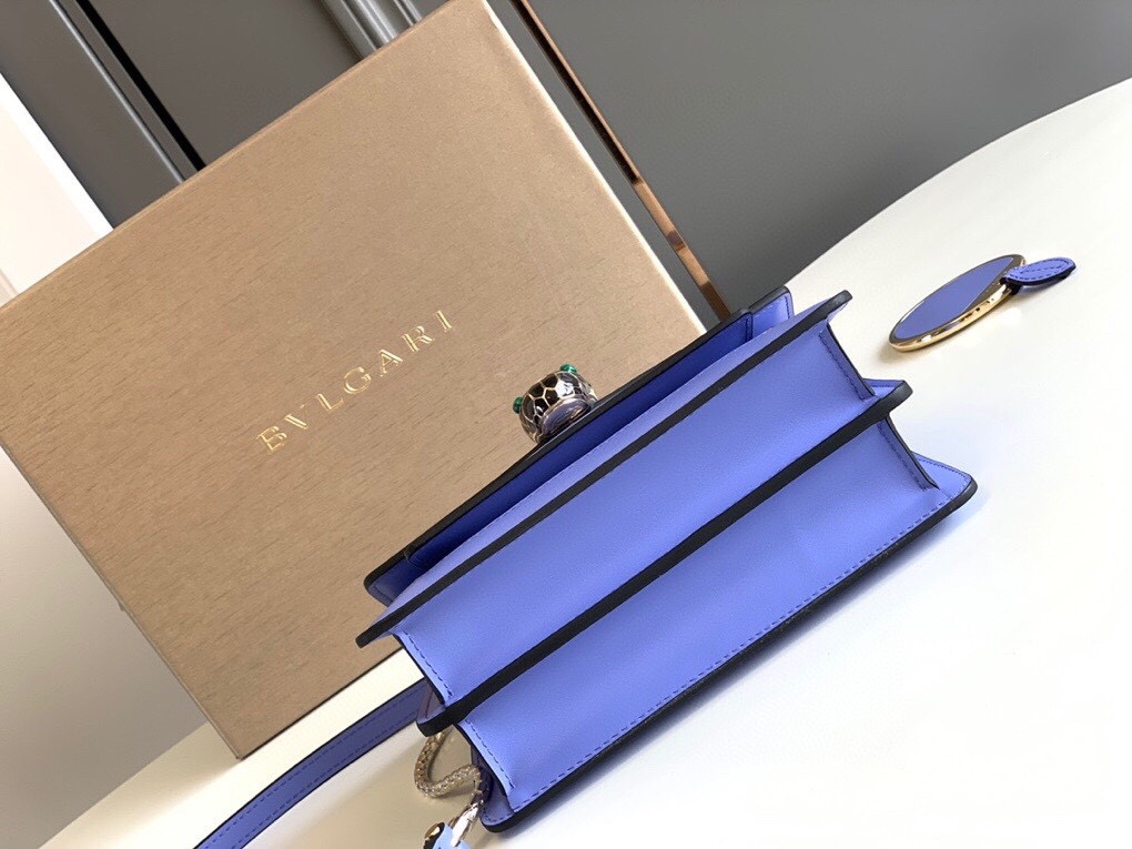 BVLGARI宝格丽意大利小牛皮蛇头双层肩背包289672