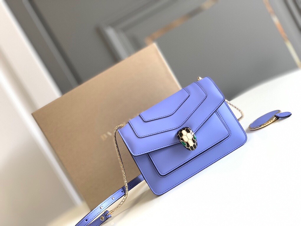 BVLGARI宝格丽意大利小牛皮蛇头双层肩背包289672