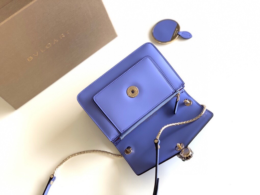 BVLGARI宝格丽意大利小牛皮蛇头双层肩背包289672