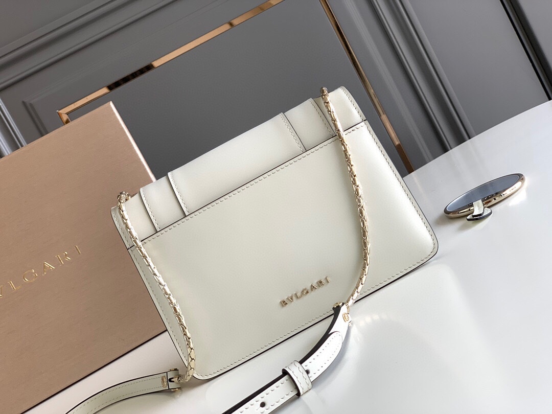 BVLGARI宝格丽意大利小牛皮蛇头双层肩背包289672