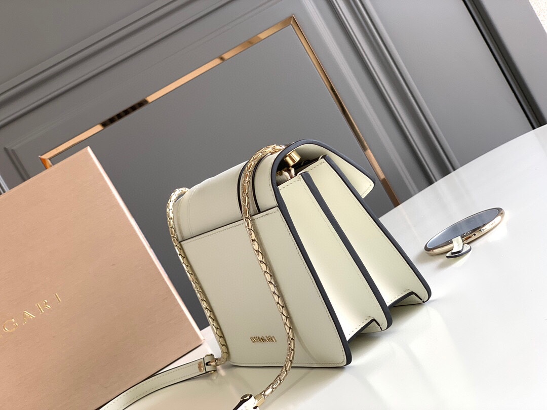 BVLGARI宝格丽意大利小牛皮蛇头双层肩背包289672