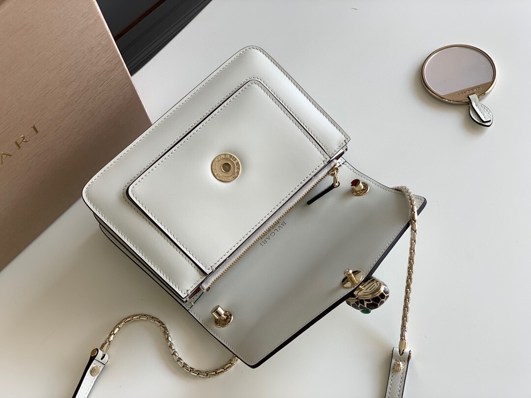 BVLGARI宝格丽意大利小牛皮蛇头双层肩背包289672