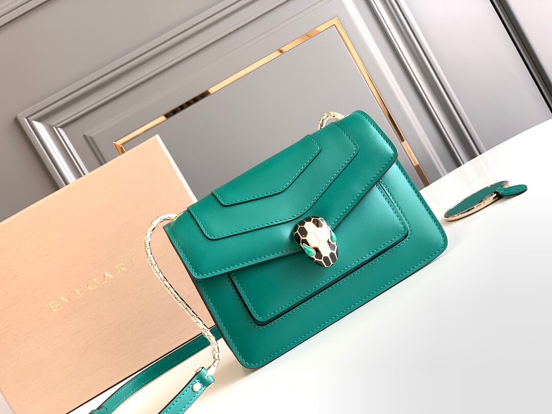 BVLGARI宝格丽意大利小牛皮蛇头双层肩背包289672