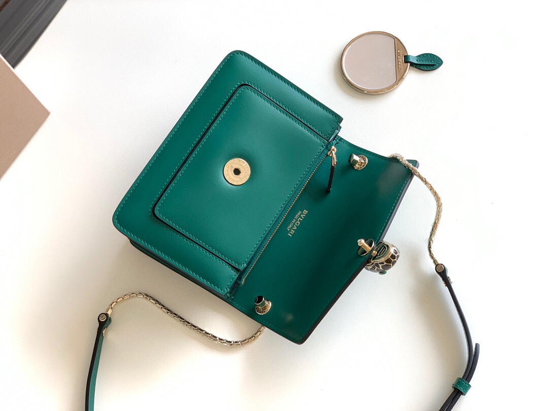 BVLGARI宝格丽意大利小牛皮蛇头双层肩背包289672