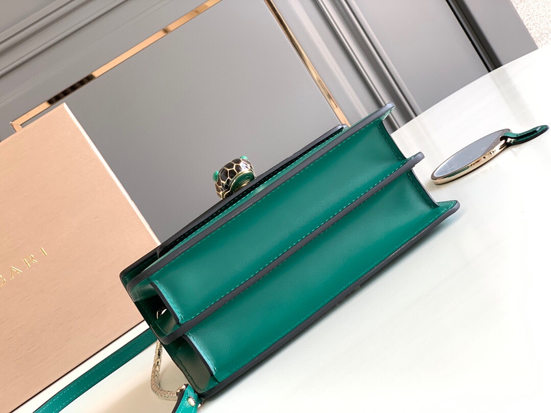 BVLGARI宝格丽意大利小牛皮蛇头双层肩背包289672