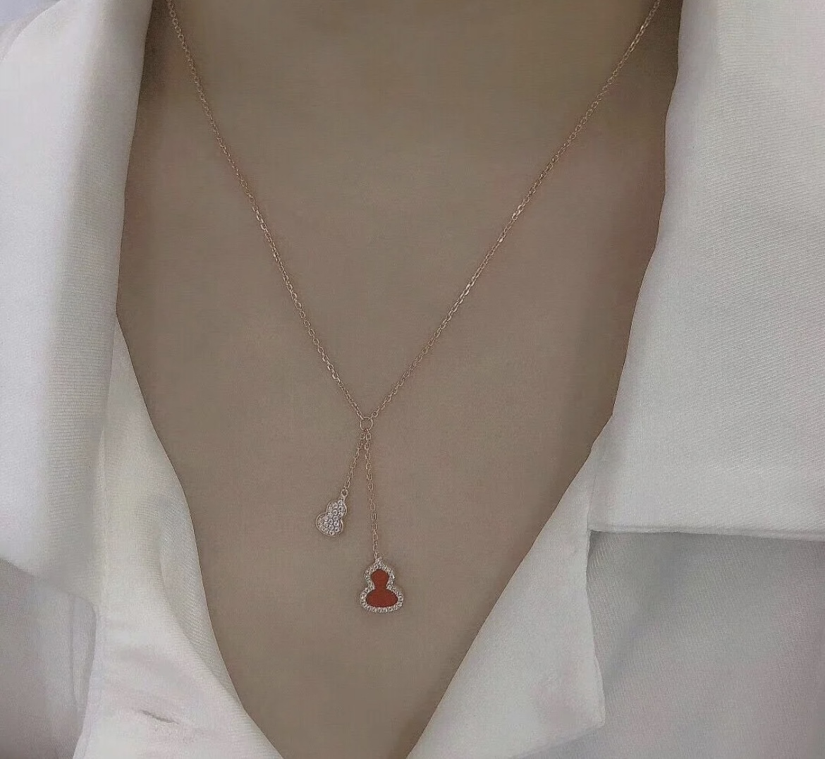 ❤️❤️❤️【精工版本】👼Qeelin麒麟流苏款红玛瑙葫芦项链 ✨现货葫芦谐音＂福禄＂，寓意有福！好看又