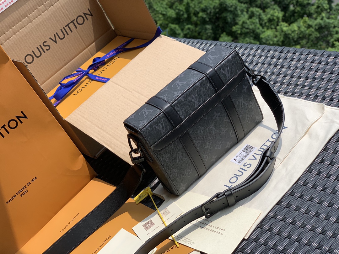 非市场普通货 进口皮料半钢五金 m45727尺寸24 x 18x 5.5 cm 实用男包推荐——L*V2