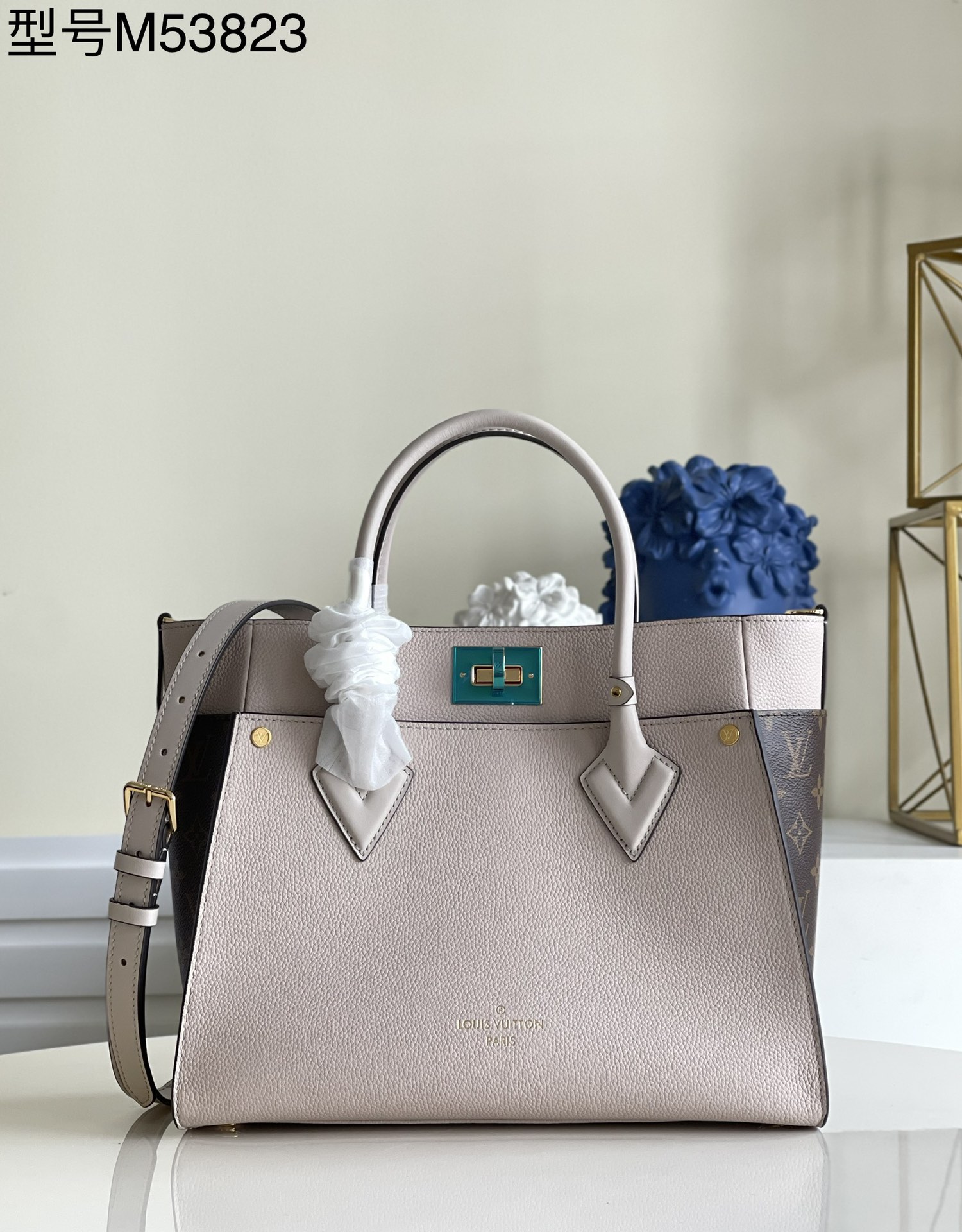Louis Vuitton LV On My Side Bags Handbags Top 1:1 Replica
 Grey Splicing Monogram Canvas Calfskin Cowhide M53823