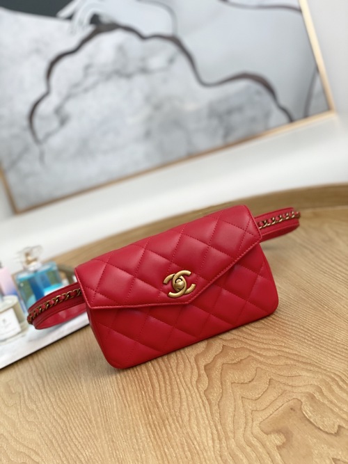 Chanel Quilted Lambskin Waist Bag with Golden Hardware, 18 x 3.5 x 12 cm 1 Chanel Quilted Lambskin Waist Bag with Golden Hardware, 18 x 3.5 x 12 cm