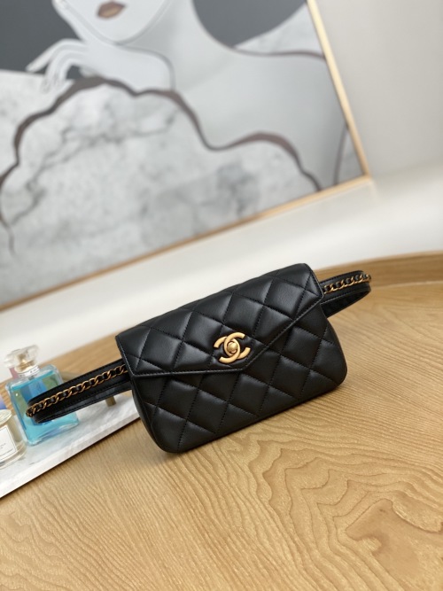 Chanel Lambskin Leather Quilted Belt Bag with Gold-Tone Hardware, Black 1 Chanel Lambskin Leather Quilted Belt Bag with Gold-Tone Hardware, Black