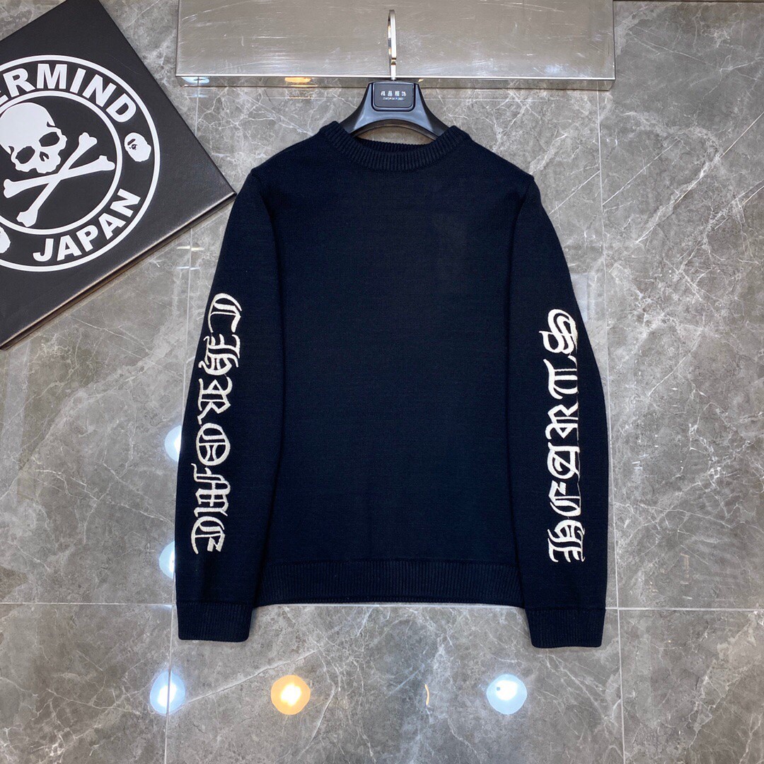 Chrome Hearts Cheap
 Clothing Sweatshirts Black Embroidery Unisex Knitting Wool Fall/Winter Collection Fashion