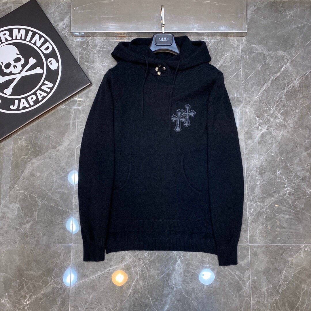 Chrome Hearts Clothing Sweatshirts Black Knitting Sheepskin Wool Fall/Winter Collection