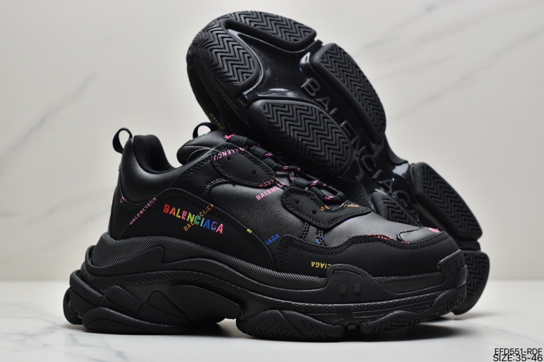 500 巴黎世家Balenciaga Triple S Clear Sole Sneaker”Pink/Brush”时装球鞋524039 W3CN3 5000