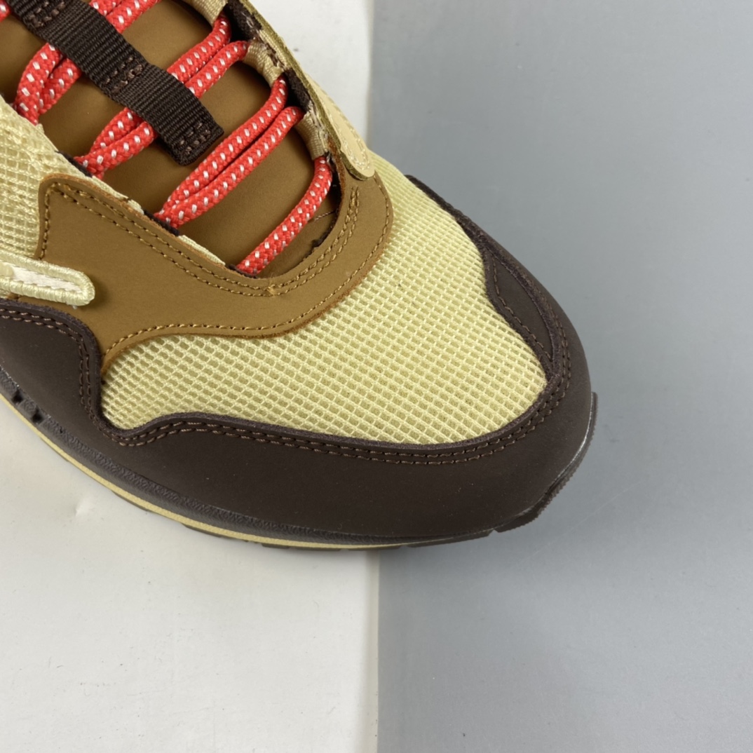 P320  Travis Scott x NIKE Air Max 1 ”Cactus Jack” 低帮复古百搭休闲运动慢跑鞋“深棕麦黄米倒钩”DO9392-200