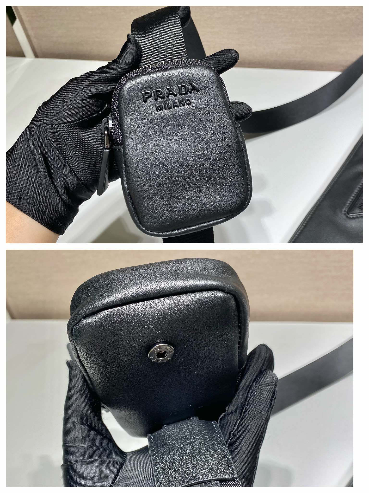 PRADA普拉达小牛皮材质男士单肩包2VH124