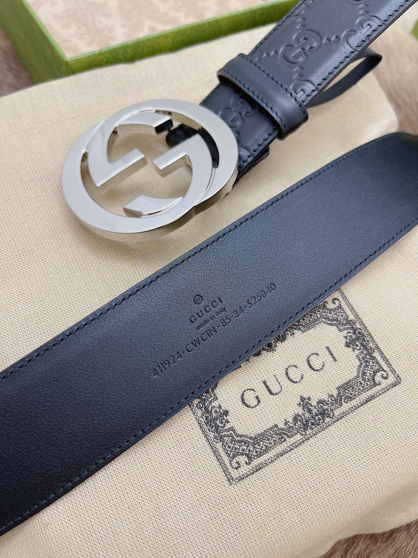 Gucci 代购 级G ucci 双G 货 正版开模 贸易公司货出口意大利 百分百 意大利皮压花 进口 底皮 真空电镀五金 纯手工订制 高端商务休闲款 4