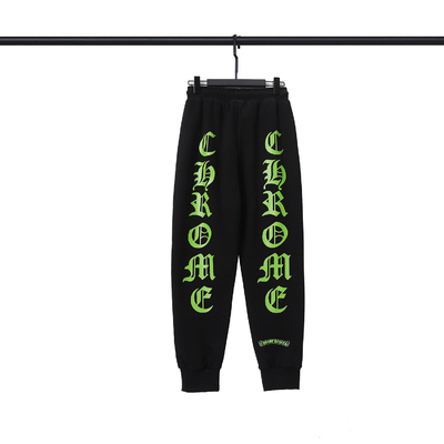 Chrome Hearts Clothing Pants & Trousers Fluorescent Green Silver Printing Cotton Casual