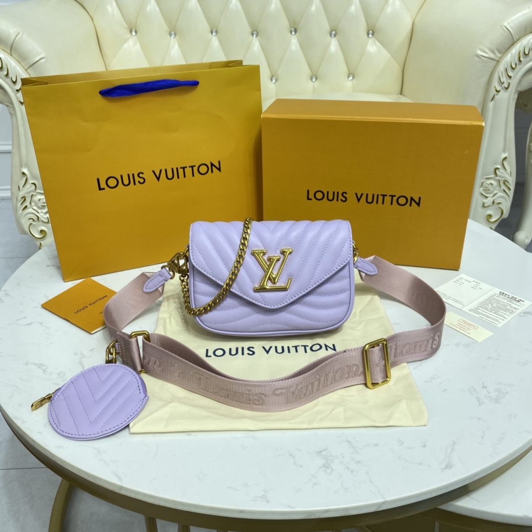 Where to buy Replicas
 Louis Vuitton LV New Wave Bags Handbags Gold Orange Red Calfskin Cowhide Pochette Chains M56466