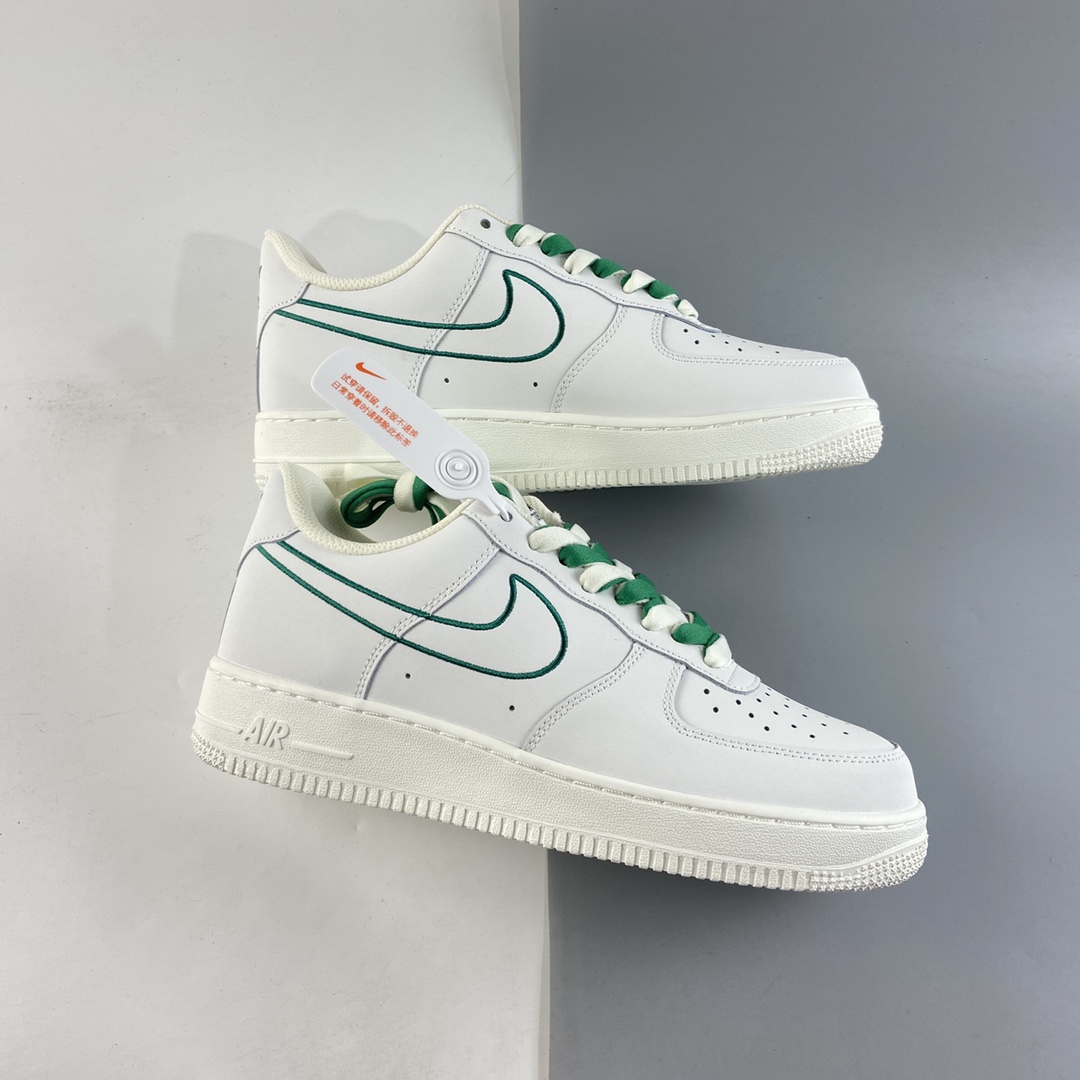 P220  NIKE Air Force 1’07 Low“米白绿电绣勾”空军一号低帮休闲板鞋 CL6326-128