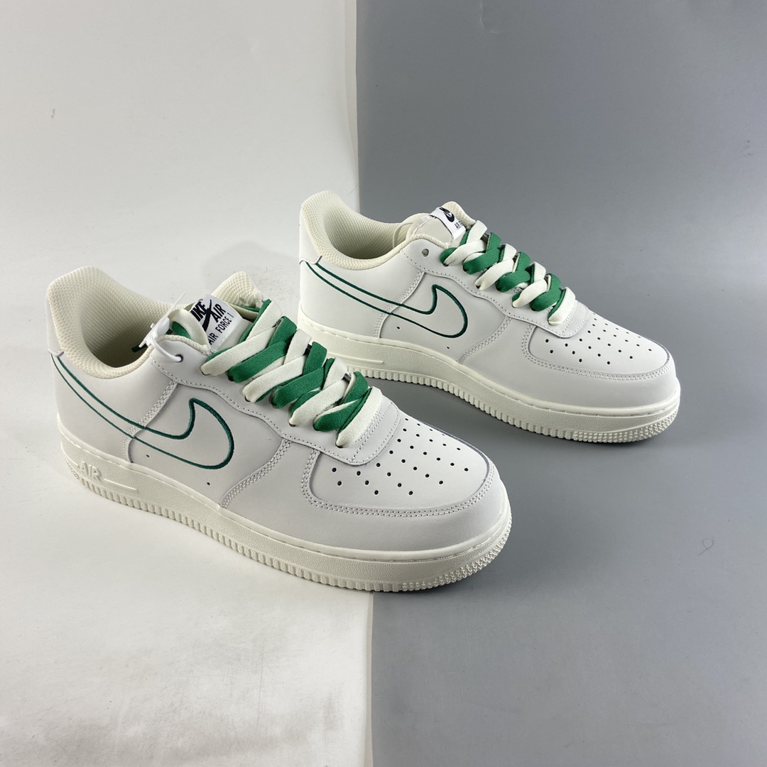 P220  NIKE Air Force 1’07 Low“米白绿电绣勾”空军一号低帮休闲板鞋 CL6326-128