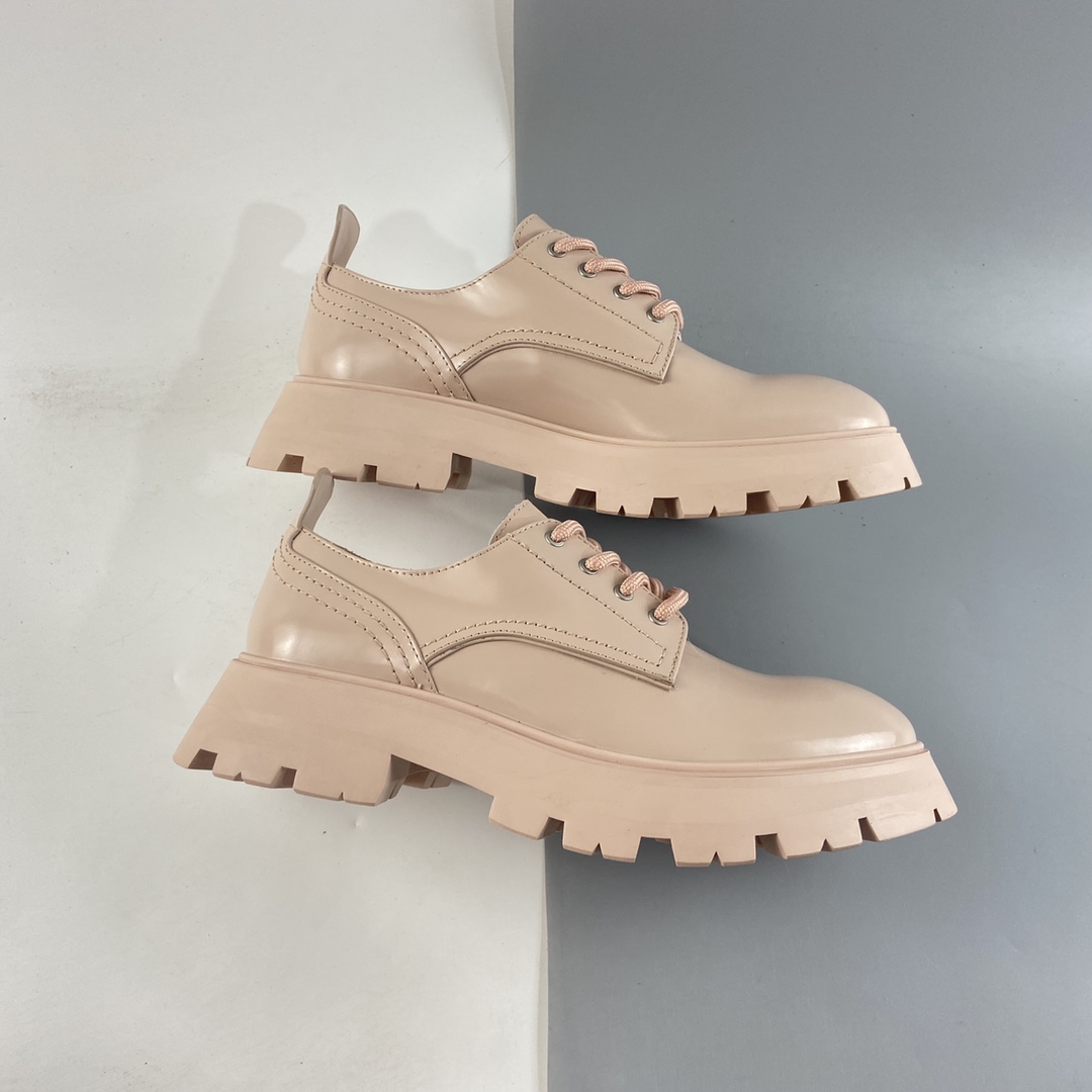 P360  意大利高奢品牌亚历山大·麦昆Alexander McQueen Wander Chunky Leather Brogues漫步系列女士系带厚底老爹朋克风机车马丁靴布洛克鞋