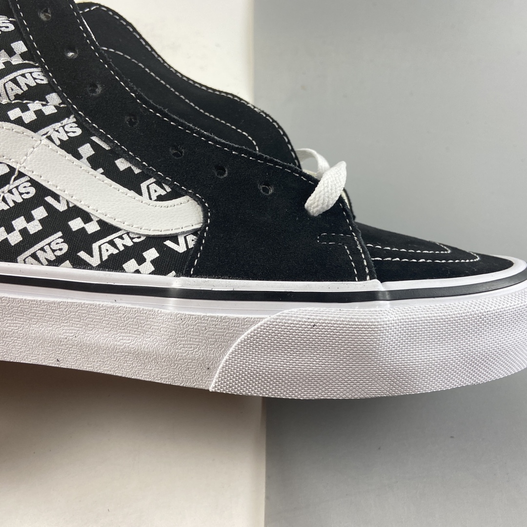 P160  Vans SK8-Hi 范斯官方黑色棋盘格侧边印花条纹字母高帮板鞋 VN0A4BUWTEZ