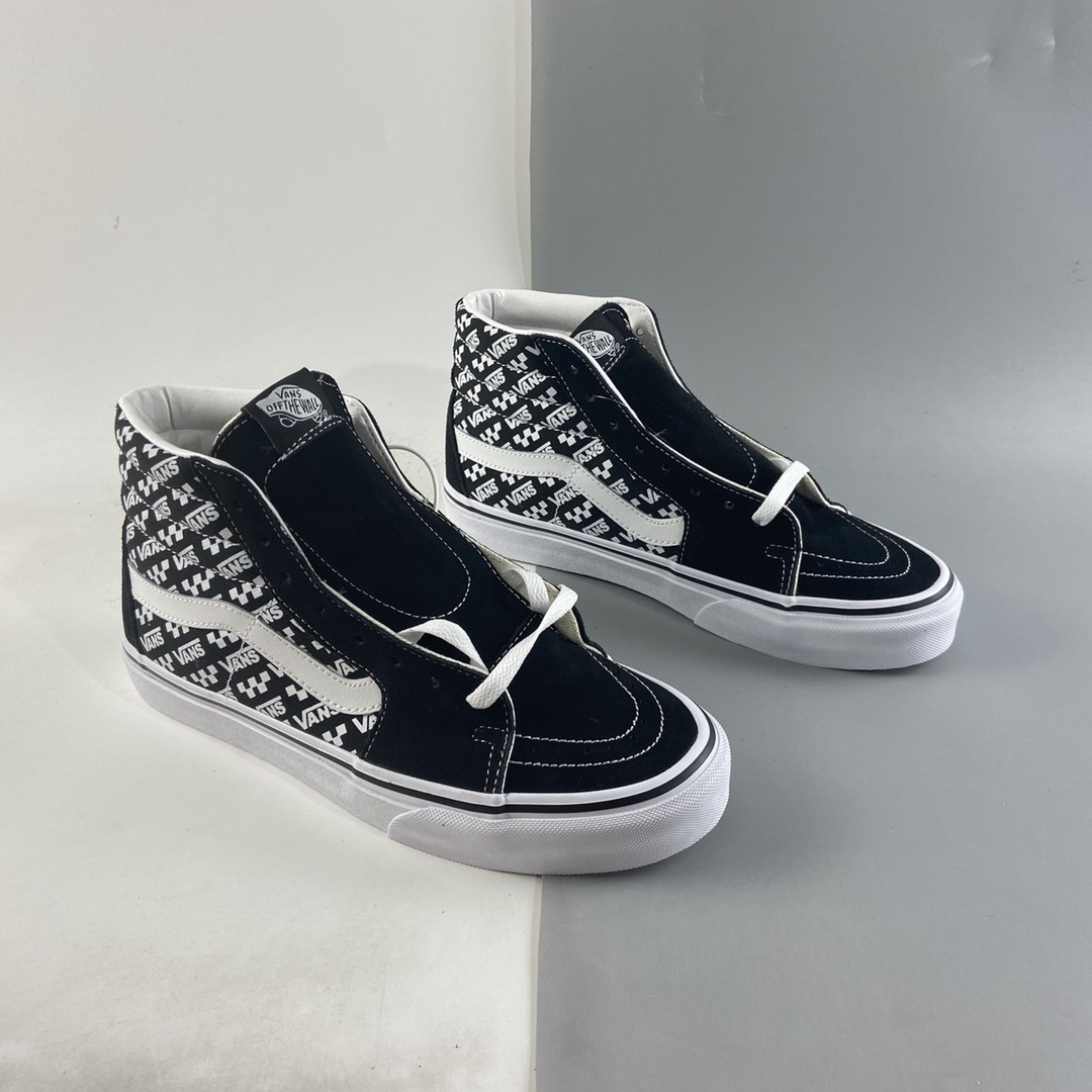 P160  Vans SK8-Hi 范斯官方黑色棋盘格侧边印花条纹字母高帮板鞋 VN0A4BUWTEZ