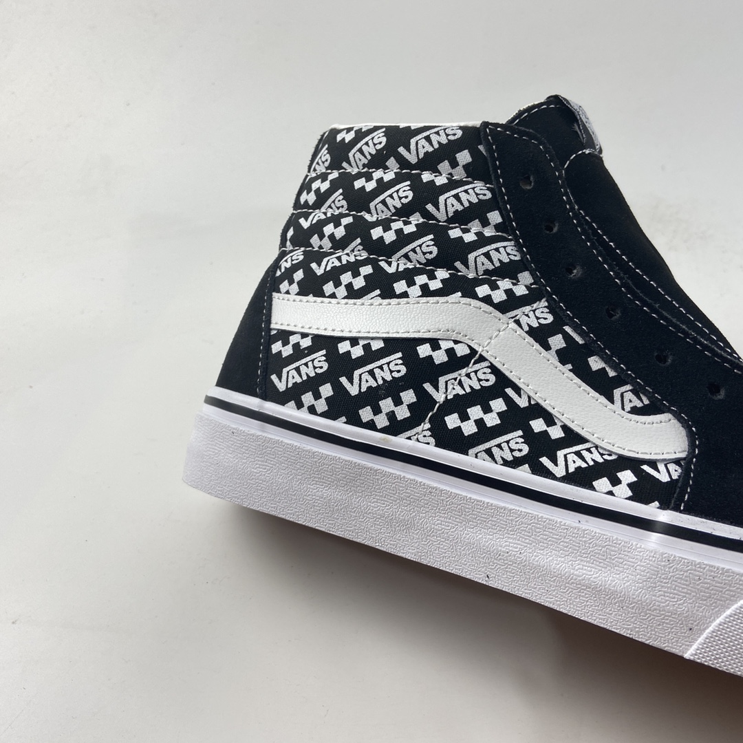 P160  Vans SK8-Hi 范斯官方黑色棋盘格侧边印花条纹字母高帮板鞋 VN0A4BUWTEZ