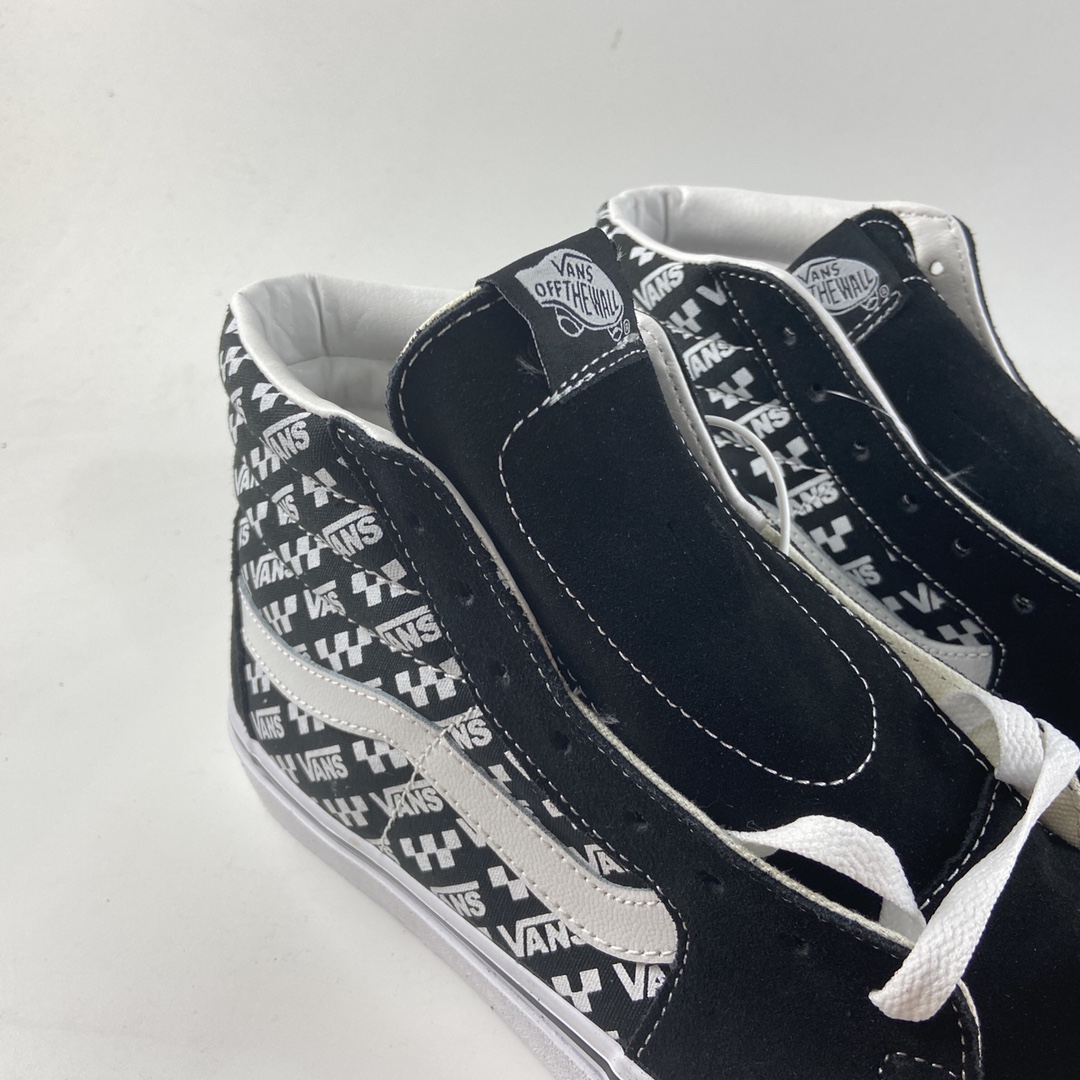 P160  Vans SK8-Hi 范斯官方黑色棋盘格侧边印花条纹字母高帮板鞋 VN0A4BUWTEZ