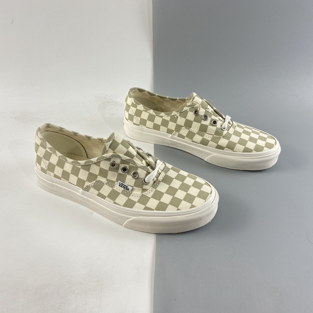 P130  Vans Authentic 经典安娜海姆 奶茶白棕棋盘格 VN0A5HZS9FO